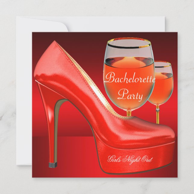 Invitation Bachelorette Party Chaussures rouges Hi Talons Vin (Devant)