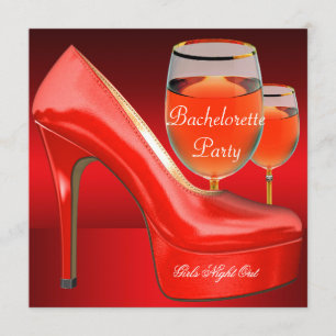 Invitation Bachelorette Party Chaussures rouges Hi Talons Vin