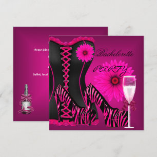 Invitation Bachelorette Party Corset Zebra Chaussures roses n