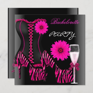 Invitation Bachelorette Party Corset Zebra Chaussures roses n