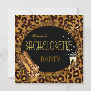 Invitation Bachelorette Party Gold Leopard Black Shoes 5