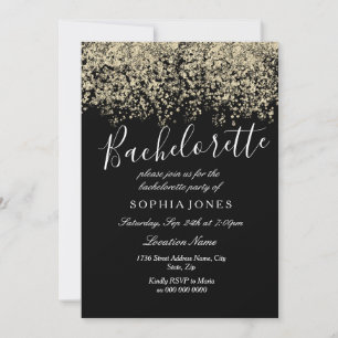 Invitation Bachelorette Party Gold Parties scintillant Confet