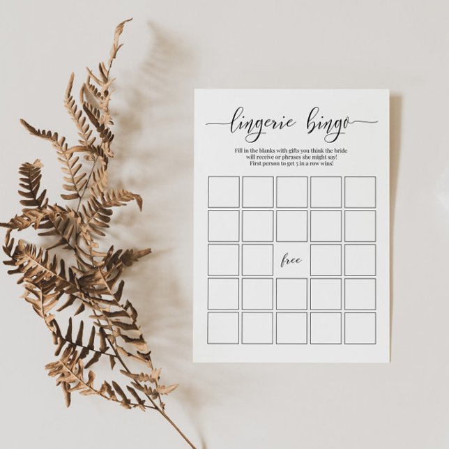 Invitation Bachelorette Party Lingerie Bingo Card Jeu nuptial (Créateur téléchargé)