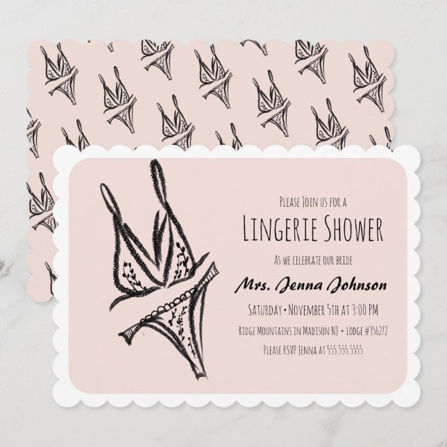 Invitation Bachelorette Party Lingerie Fête des mariées rose (Devant / Derrière)