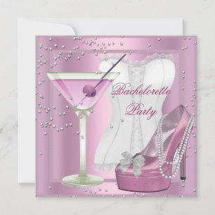 Invitation Bachelorette Party Pink Corset High Heel Chaussure