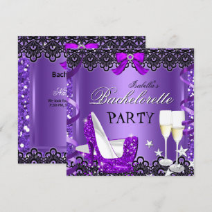 Invitation Bachelorette Party Purple High Heure Champagne