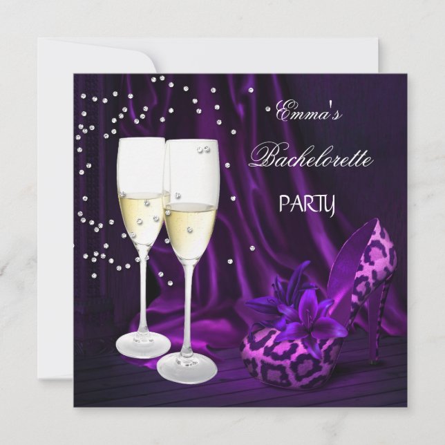 Invitation Bachelorette Party Purple Leopard Black Chaussures (Devant)