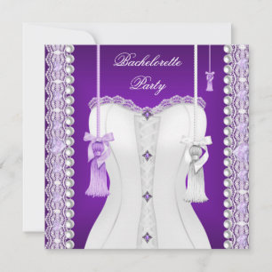 Invitation Bachelorette Party Purple Lilac Corset Tassés