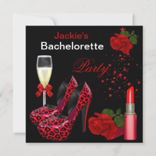 Invitation Bachelorette Party Red Black Leopard Chaussure