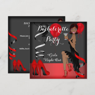Invitation Bachelorette Party Rouge Noir Chaussure Haut talon