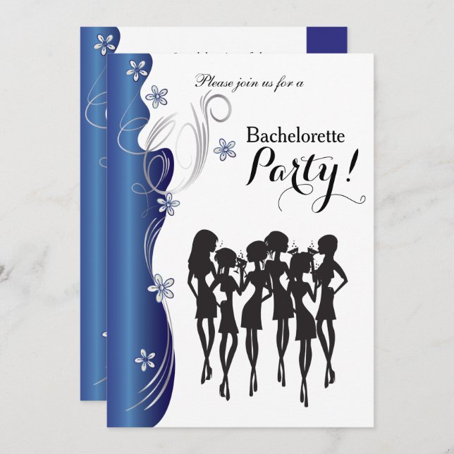 Invitation Bachelorette Party - Sapphire Blue (Devant / Derrière)