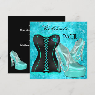Invitation Bachelorette Party Turquoise Bleu Hi talon Chaussu