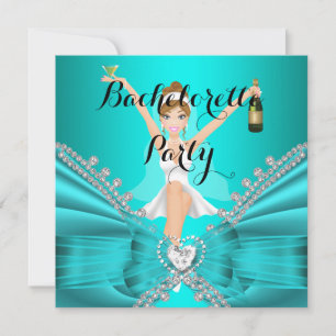 Invitation Bachelorette Party Turquoise Blue Diamant Dentelle