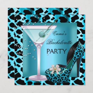 Invitation Bachelorette Party Turquoise Blue Leopard Chaussur