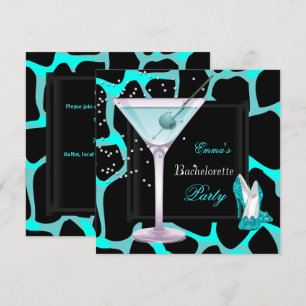 Invitation Bachelorette Party Turquoise Blue Leopard Chaussur
