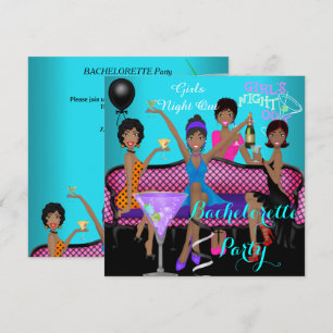 Invitation Bachelorette Party Turquoise rose Fun Girls Cockta