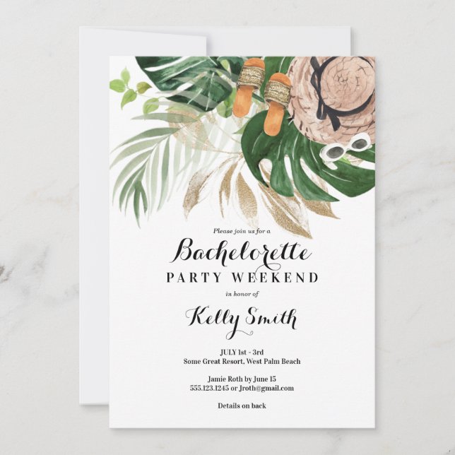 Invitation Bachelorette Party Week-end Getaway (Devant)
