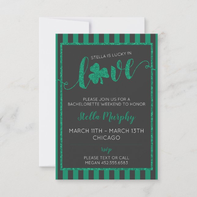 Invitation Bachelorette Party Week-end Itinéraire St. Paddy's (Devant)