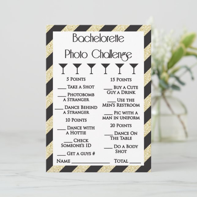 Invitation Bachelorette Photo Challenge Partie (Debout devant)
