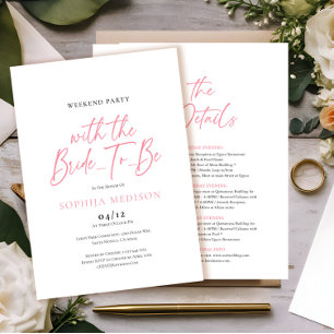 Invitation Bachelorette rose et blanc Week-end