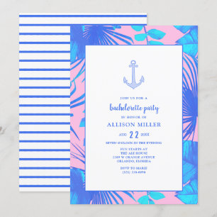Invitation Bachelorette rose et bleue