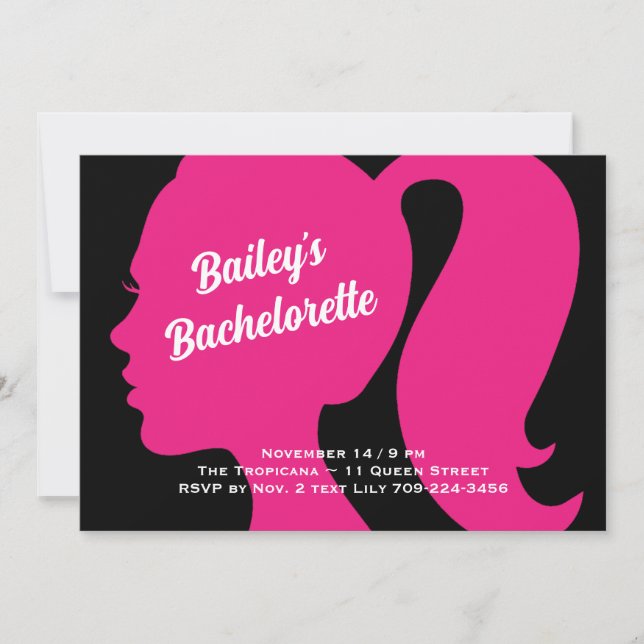 Invitation Bachelorette rose et noire (Devant)