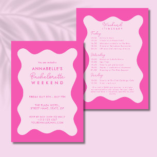 Invitation Bachelorette rose moderne Itinéraire Wavy Invitati