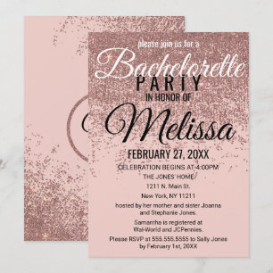 Invitation Bachelorette rose pâle de la Parties scintillant d