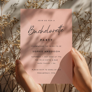 Invitation Bachelorette rose   Parti minimaliste moderne