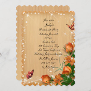 Invitation Bachelorette Rustique Floral Bois