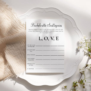 Invitation Bachelorette Scattegories jeu de partie de bachelo
