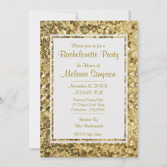 Invitation Bachelorette | Séquences d'or (Devant)
