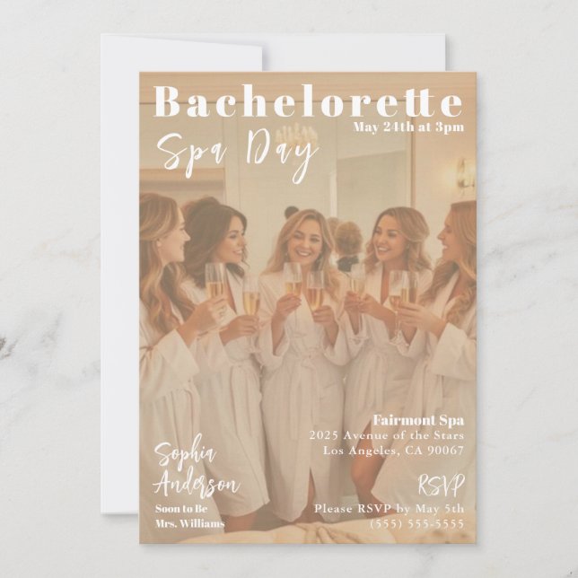 Invitation Bachelorette Spa Day Magazine Couverture (Devant)