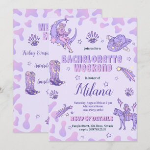 Invitation Bachelorette Space Purple Cowgirl