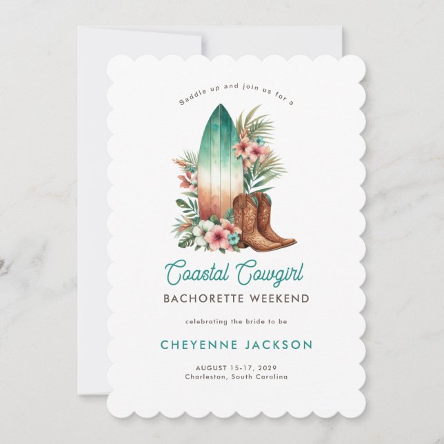 Invitation Bachelorette Turquoise côtière moderne (Devant)