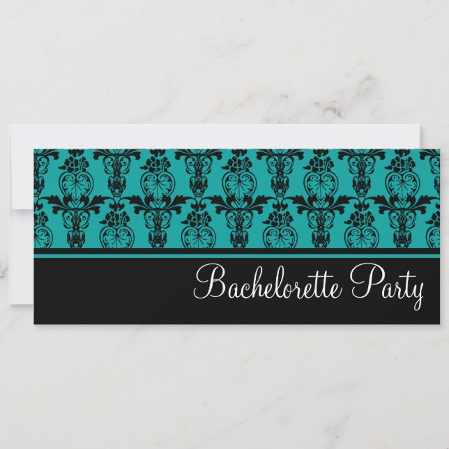 Invitation Bachelorette Turquoise et noire (Devant)