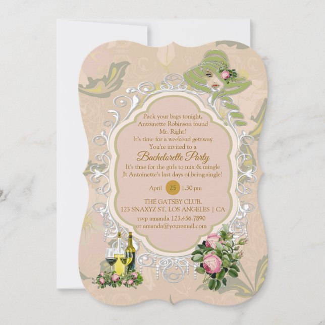 Invitation Bachelorette Victorian Bush Garden (Devant)