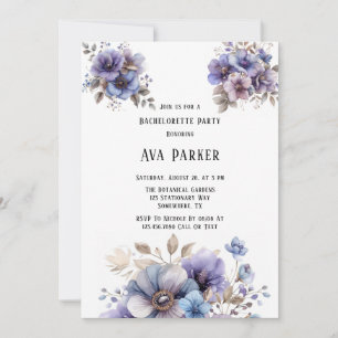 Invitation Bachelorette violette bleu peint Floral