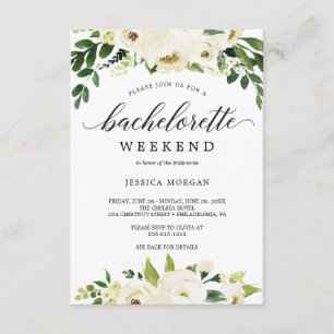 Invitation Bachelorette Week-end Itinéraire Roses blanches