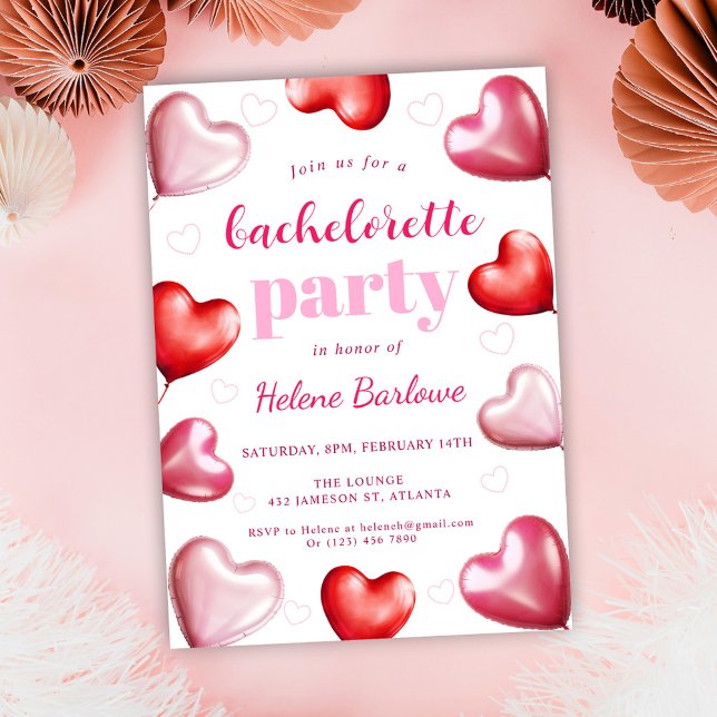 Invitation Bachelorette Week-End Party mignonne Girly Coeurs  (Bachelorette Weekend Party Cute Fun Girly Pink Invitation)