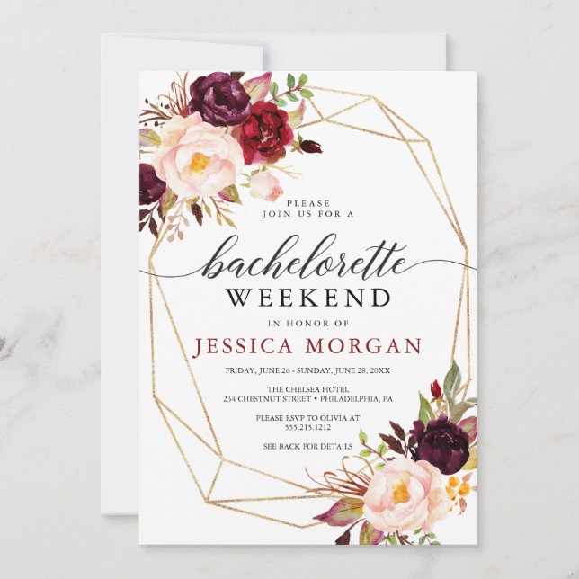 Invitation Bachelorette Weekend Itinéraire Bourgogne Russe (Devant)