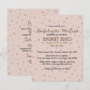 Invitation Bachelorette Weekend Itinéraire Rose Gold Confetti