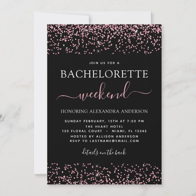 Invitation Bachelorette Weekend Party Rose Rose Gold Parties  (Devant)