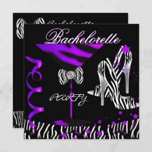 Invitation Bachelorette Zebra Purple Cocktail