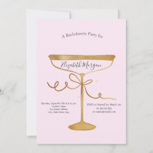 Invitation Bachelorte rose Verre Champagne