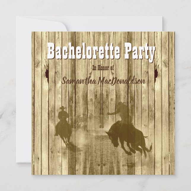 Invitation Bachelorte rustique cowboy (Devant)