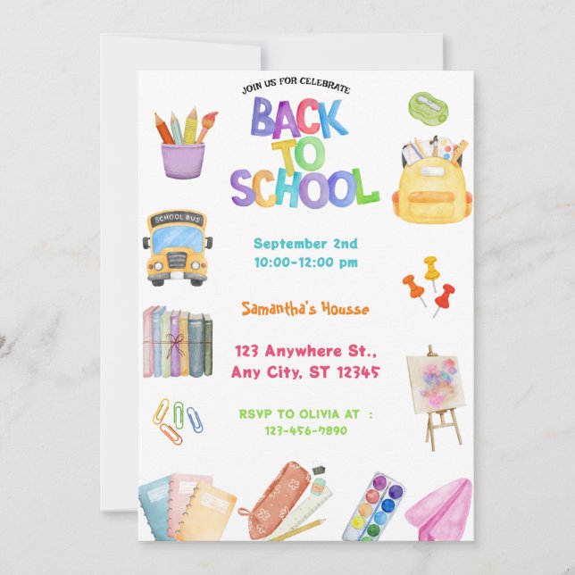 Invitation Back to school party (Devant)