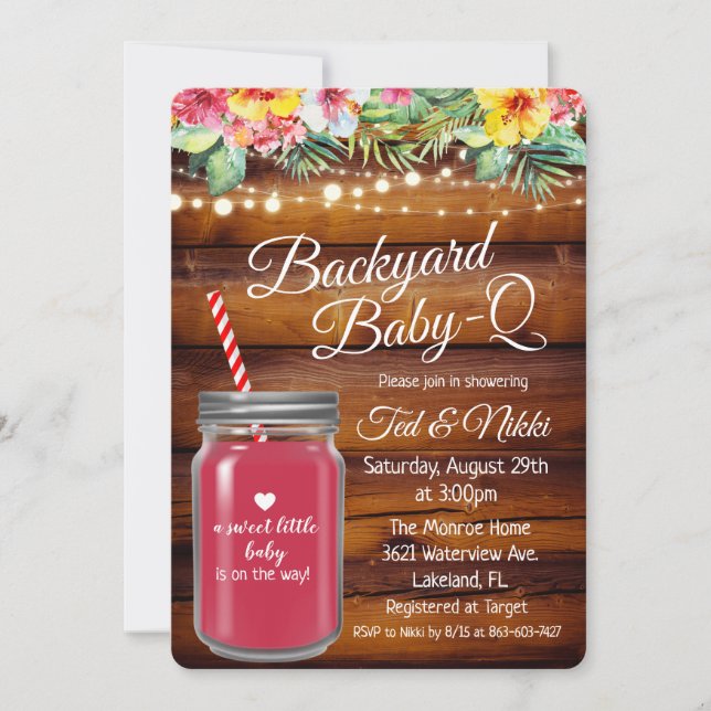 Invitation Backyard Baby Q dans un pot Mason (Devant)