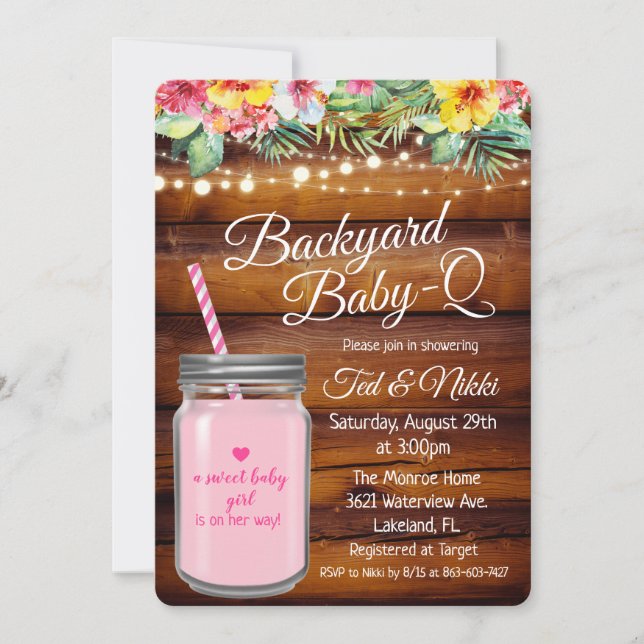 Invitation Backyard Baby Q dans un pot Mason (Devant)