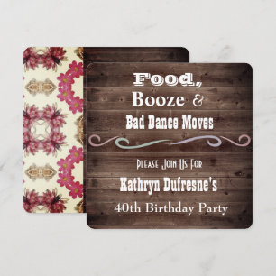 Invitation "Bad Dance Moves" Rustique Floral Anniversaire Inv